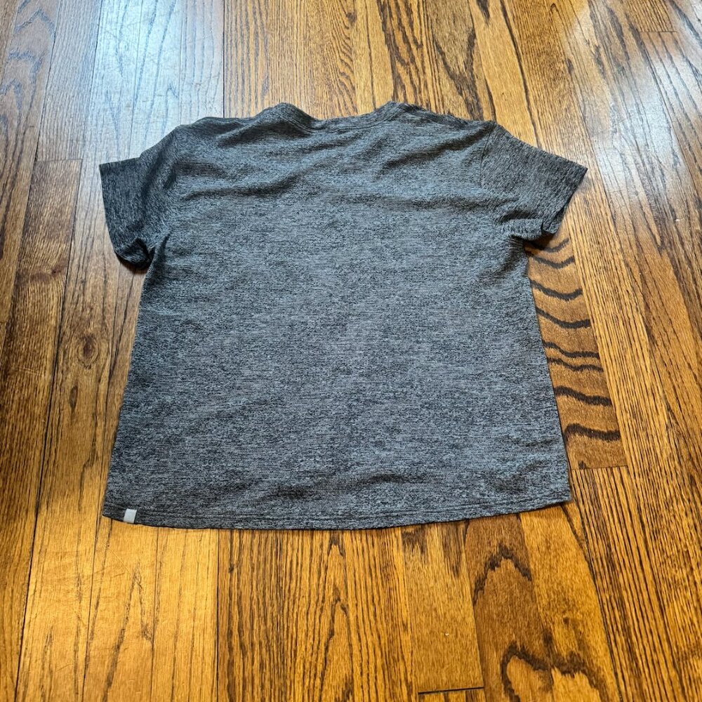 Lululemon Short Sleeve Cropped T Shirt Heathered Grey Sz 4 Mesh Cates